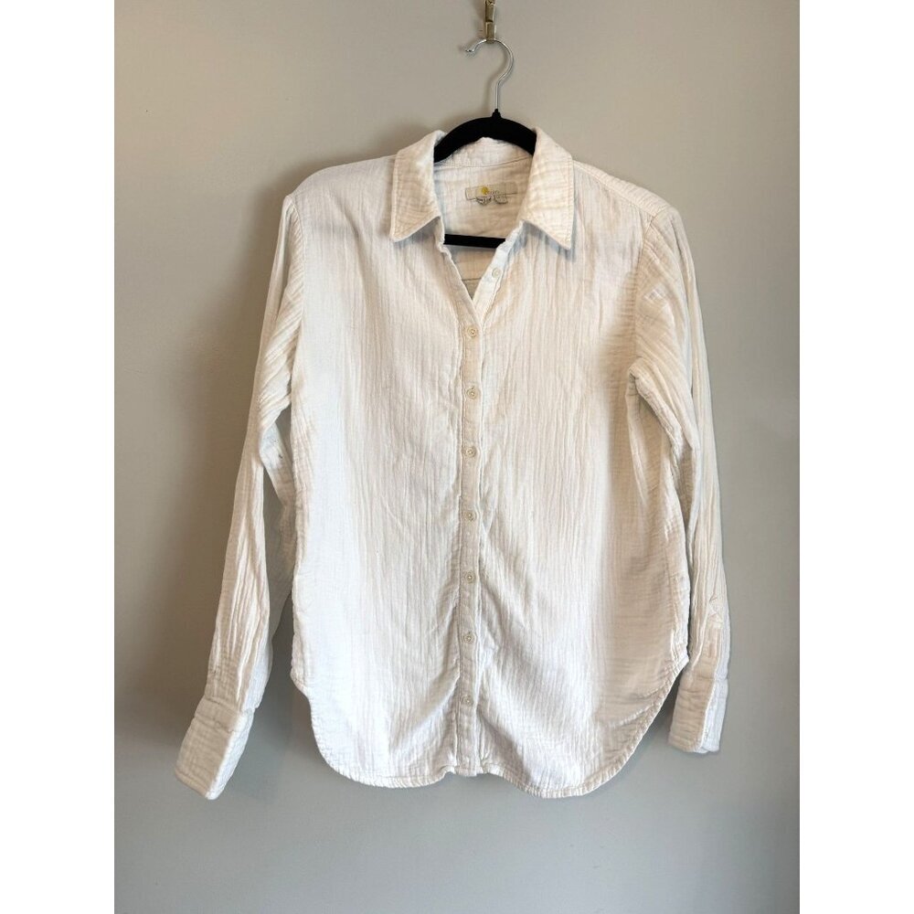 Boden White Cheesecloth Button Down Cotton Collared Shirt Size US 2 UK 6 [jb]